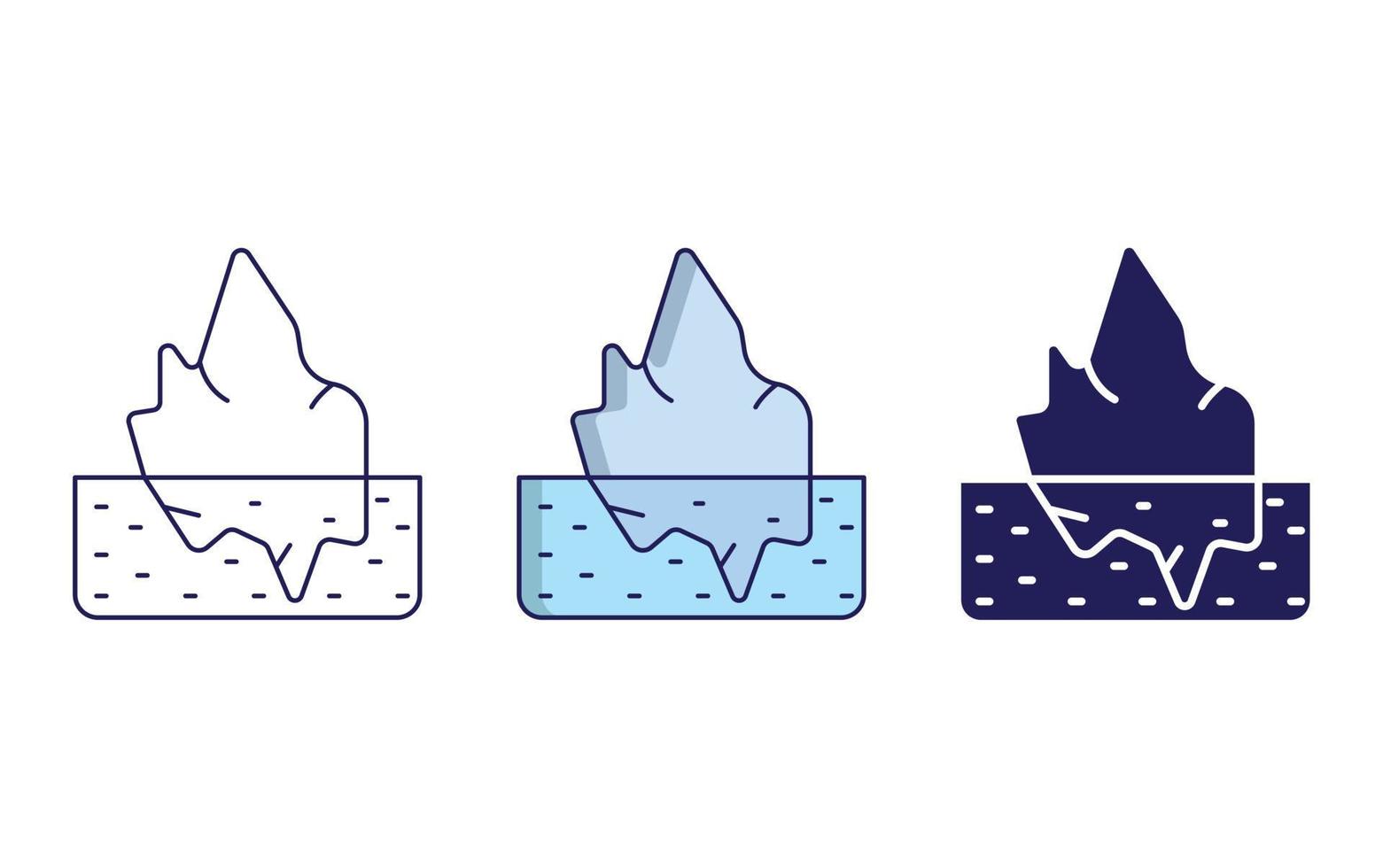 ícone de linha e glifo de iceberg, ilustração vetorial vetor
