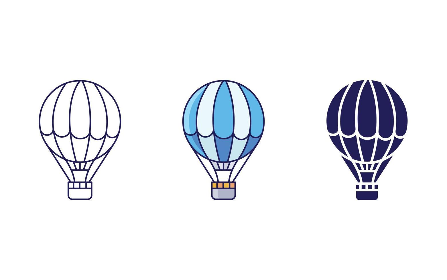 linha de balão de ar quente e ícone de glifo, ilustração vetorial vetor