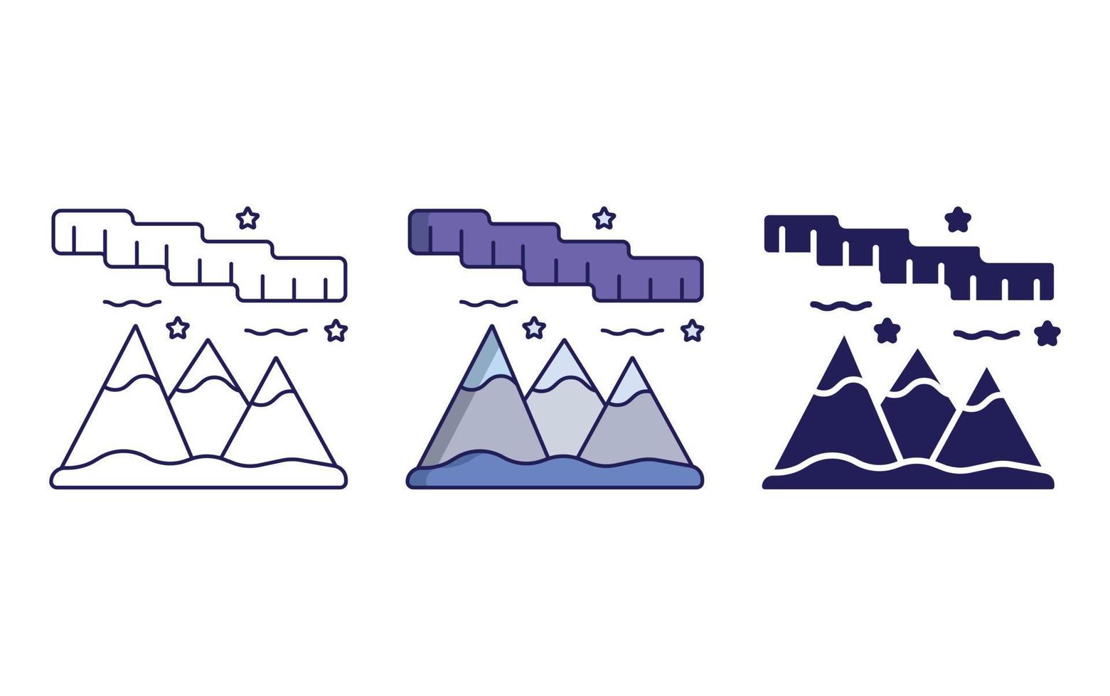 linha da luz do norte e ícone do glifo, ilustração vetorial vetor