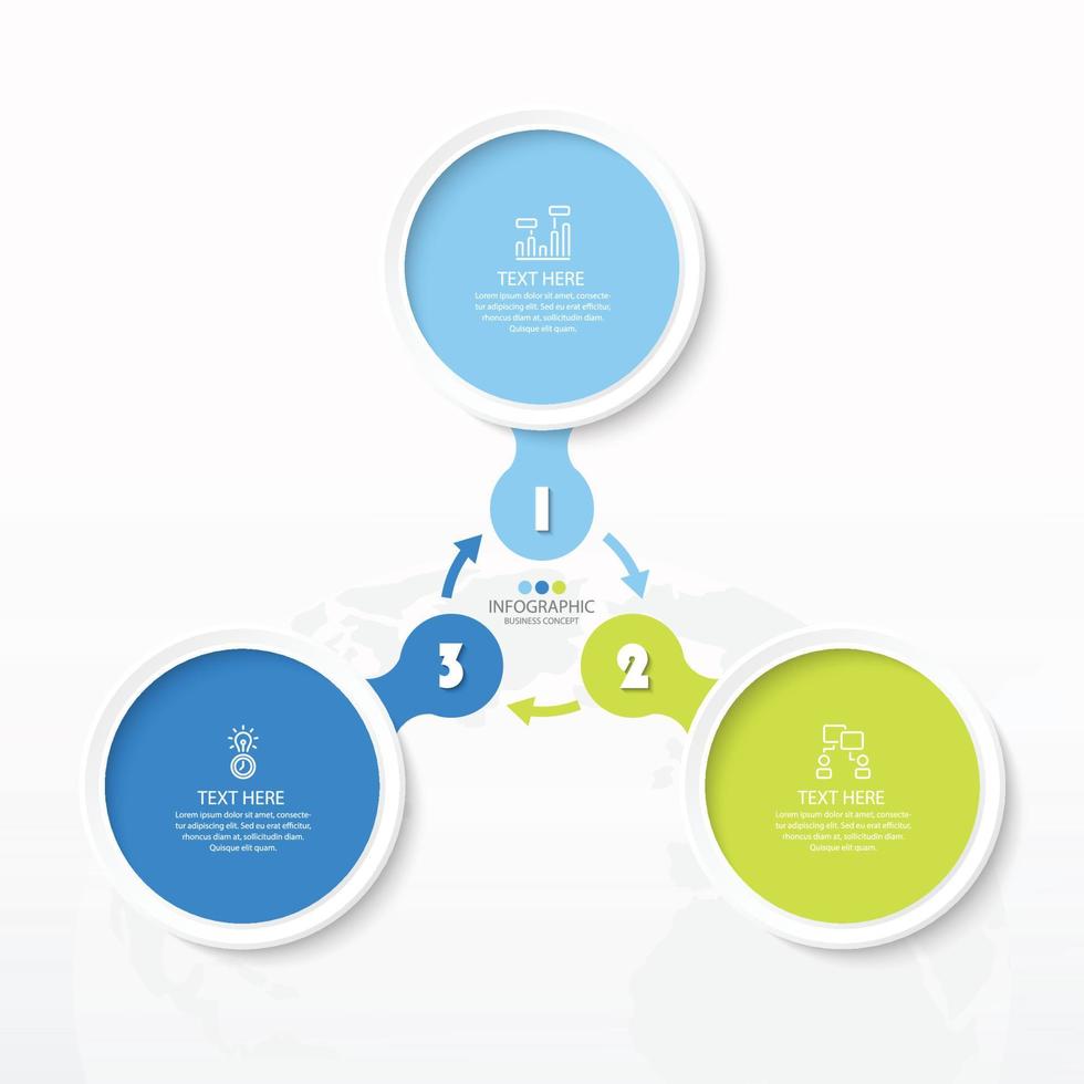 infográfico de círculo básico com 3 etapas, processo ou opções. vetor