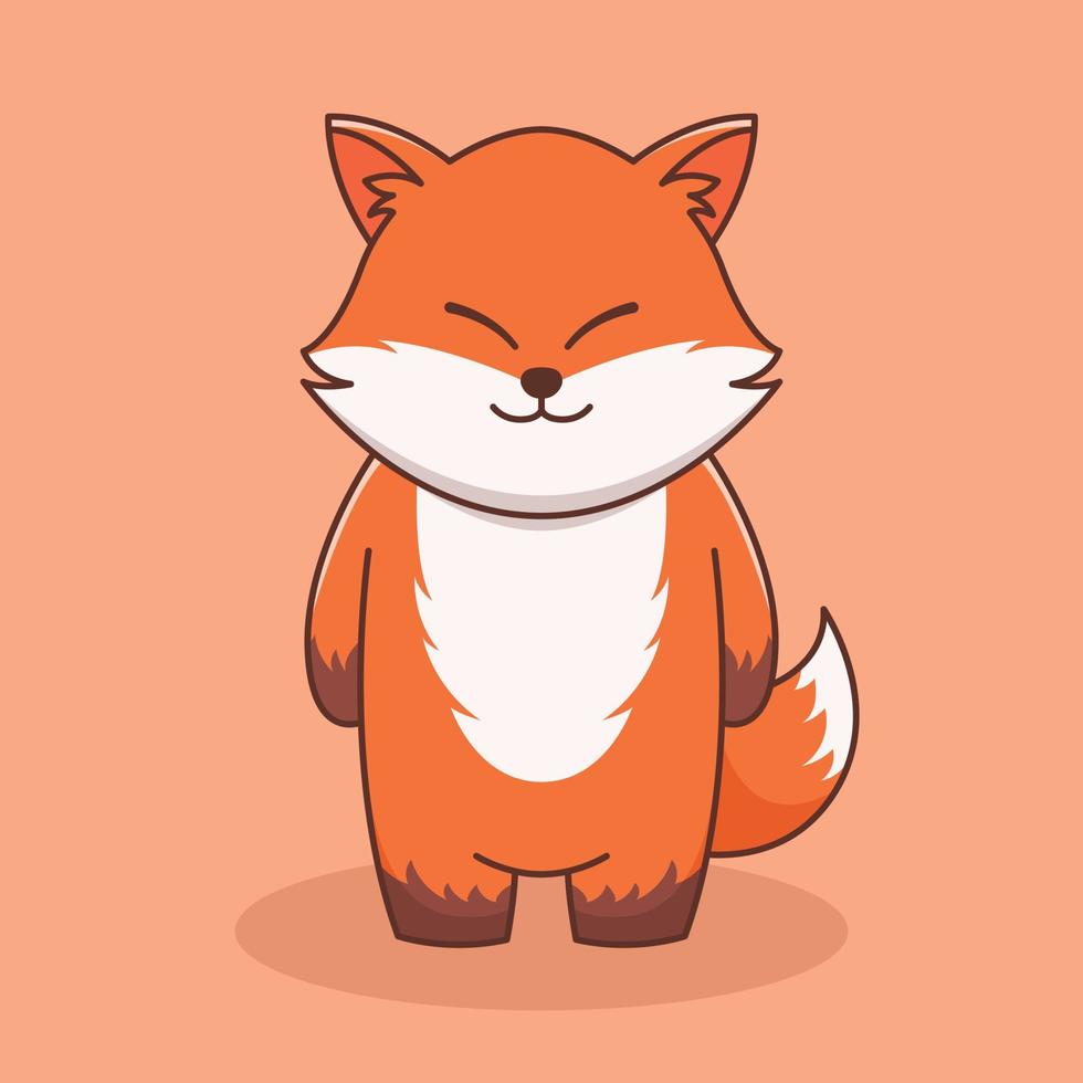 ilustração de mascote de raposa fofa em design plano vetor