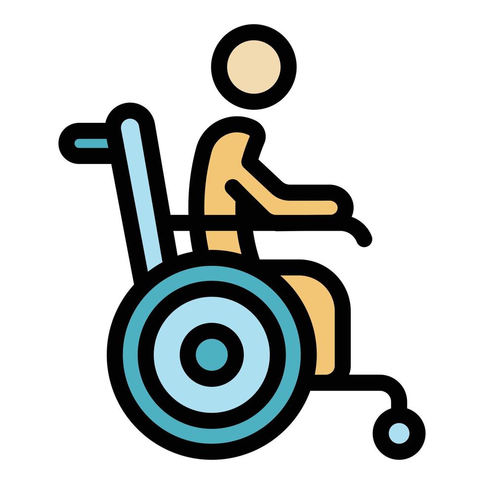 vetor de contorno de cor de ícone de cadeira de rodas