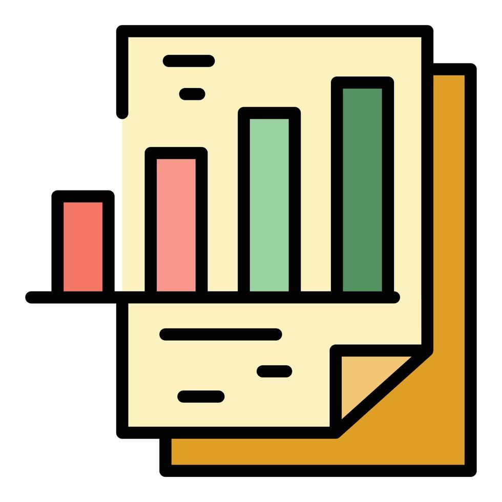 vetor de contorno de cor de ícone de relatório de gráfico de escritório