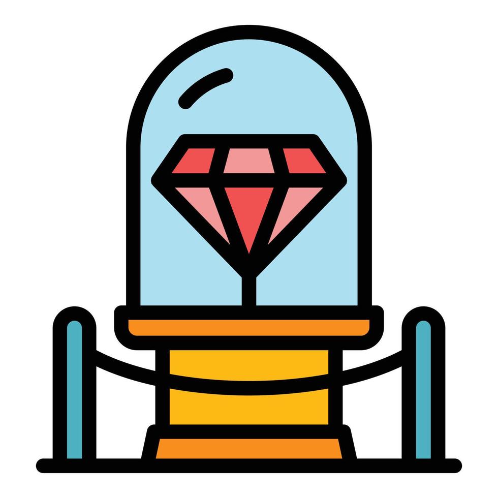 vetor de contorno de cor de ícone de leilão de diamante