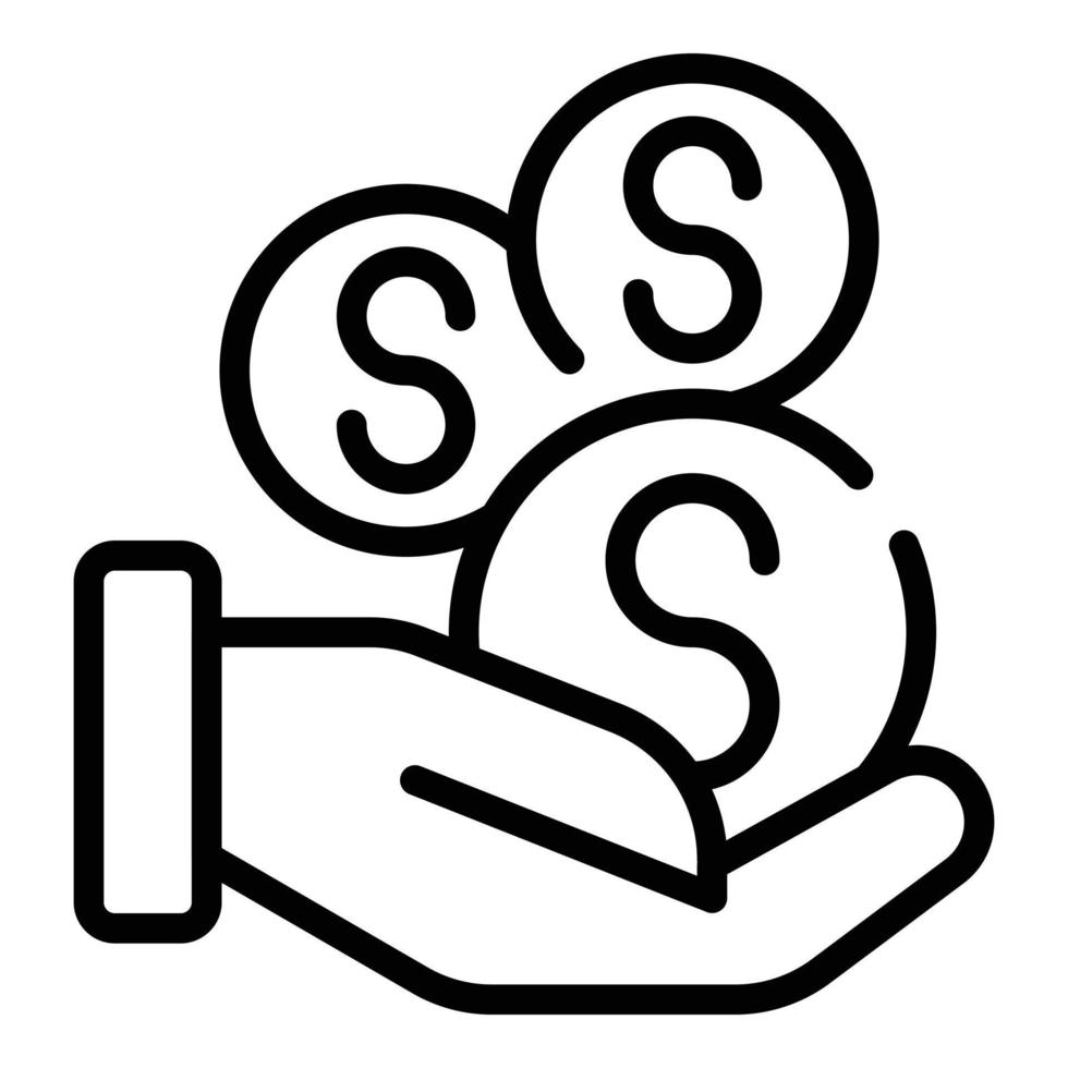 Compartilhe o vetor de contorno do ícone de mão de dinheiro. compartilhar presente
