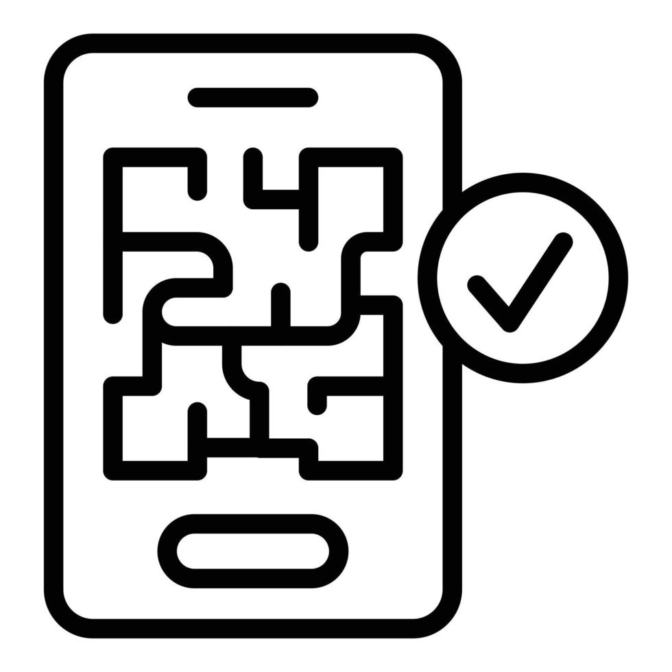 vetor de contorno do ícone do código qr do smartphone. testar pcr