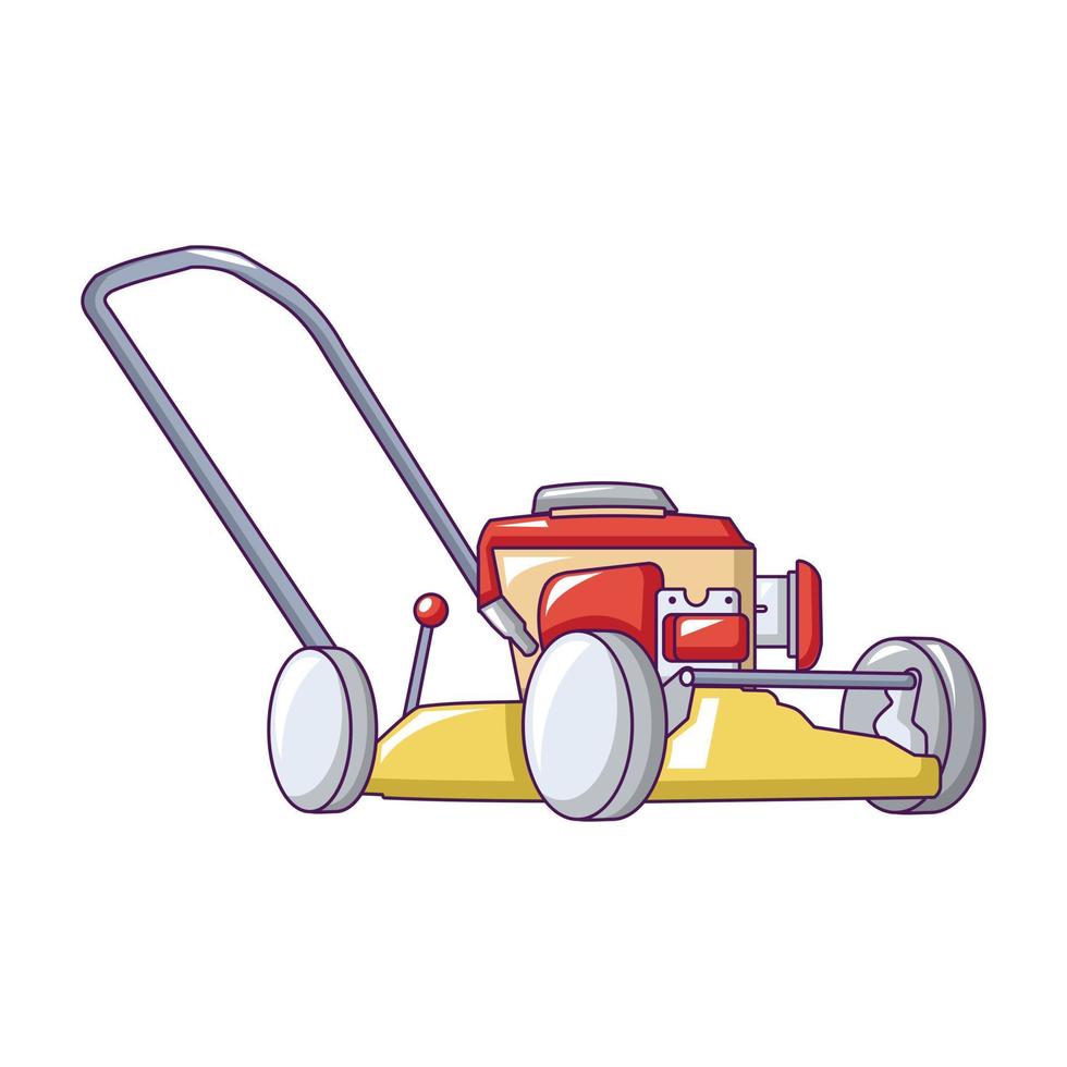 ícone do cortador de grama do motor, estilo cartoon vetor