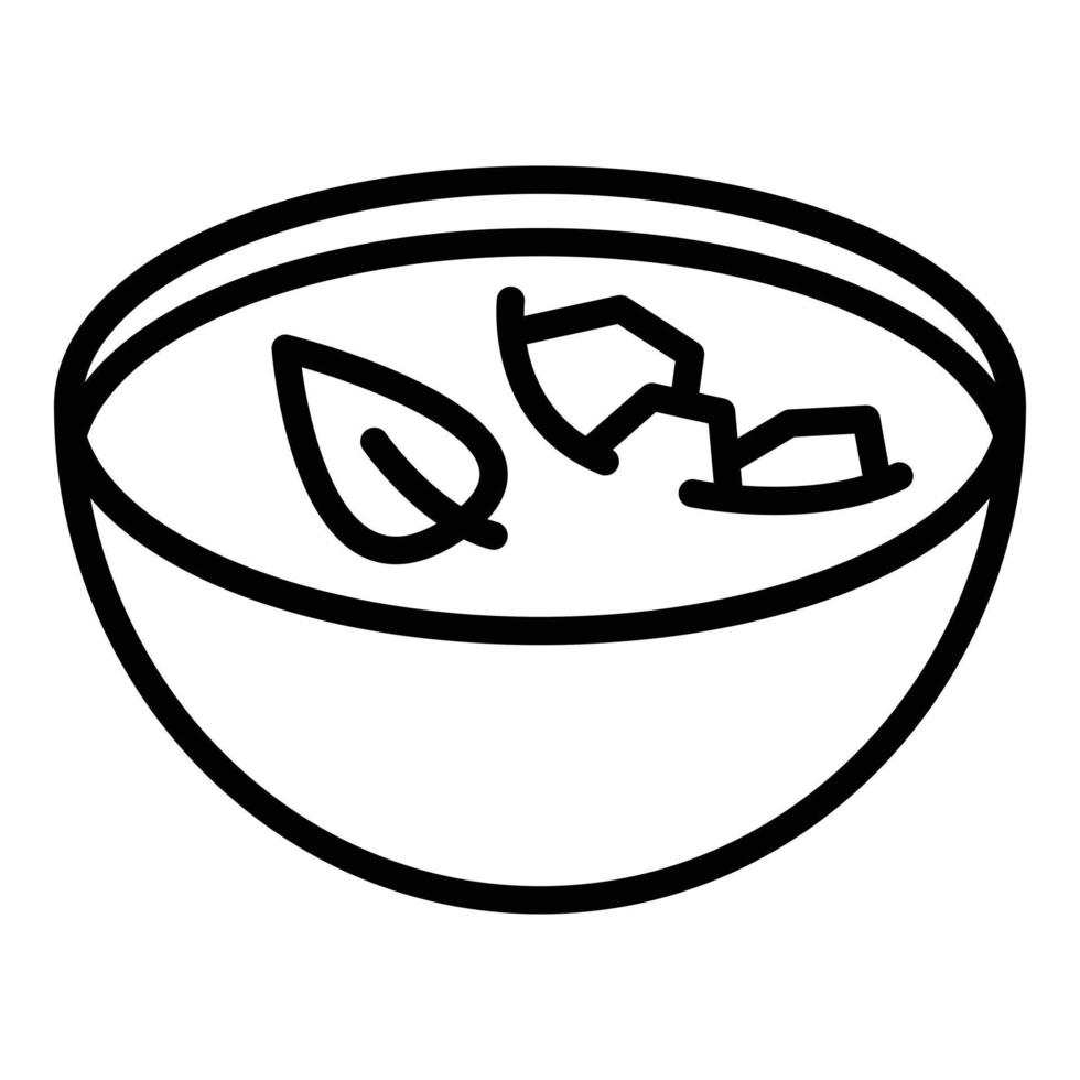 vetor de contorno do ícone de sopa vegana. cozinha de comida