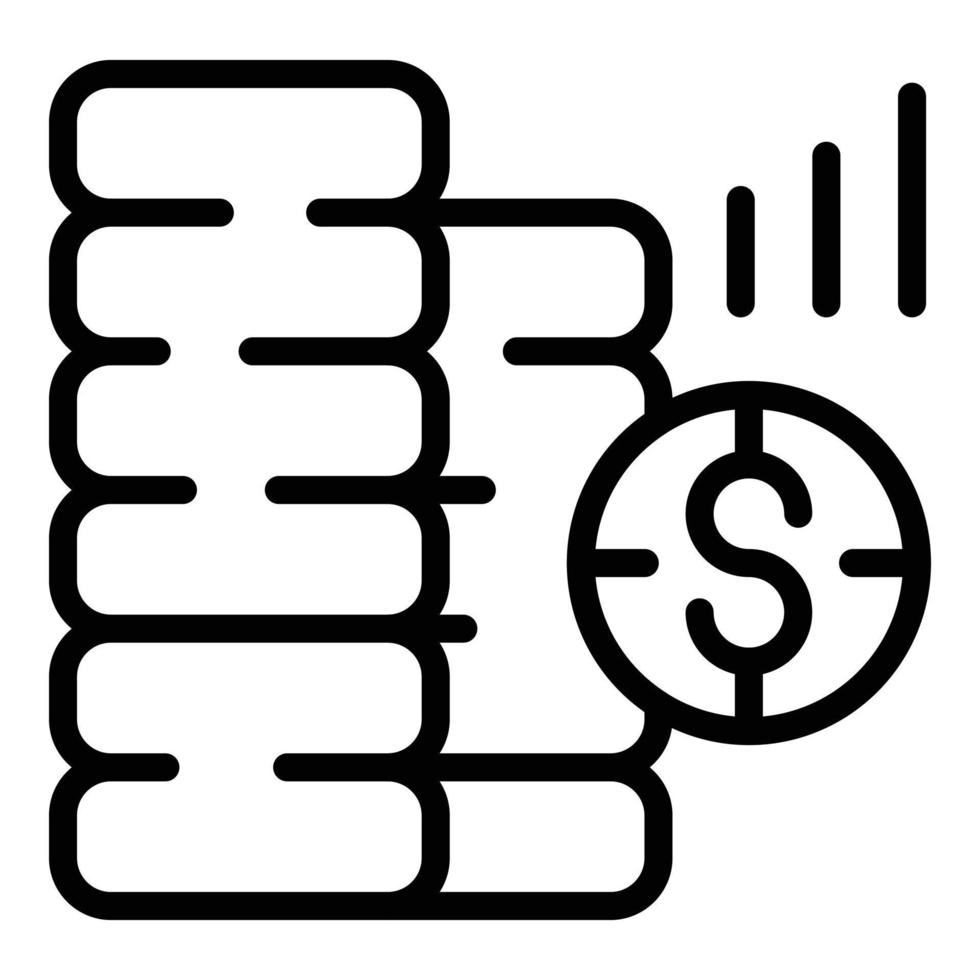 vetor de contorno do ícone de pilha de moedas. dinheiro da receita