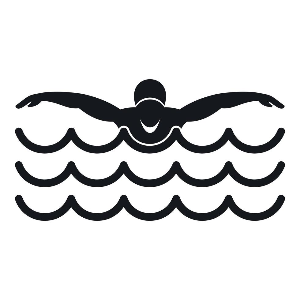 ícone do nadador borboleta, estilo simples vetor