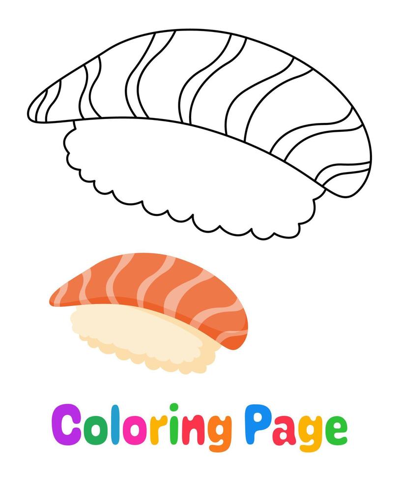 página para colorir com sushi para crianças vetor