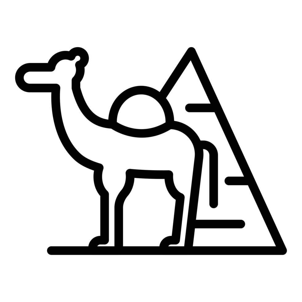 vetor de contorno do ícone de camelo pirâmide. deserto do cairo
