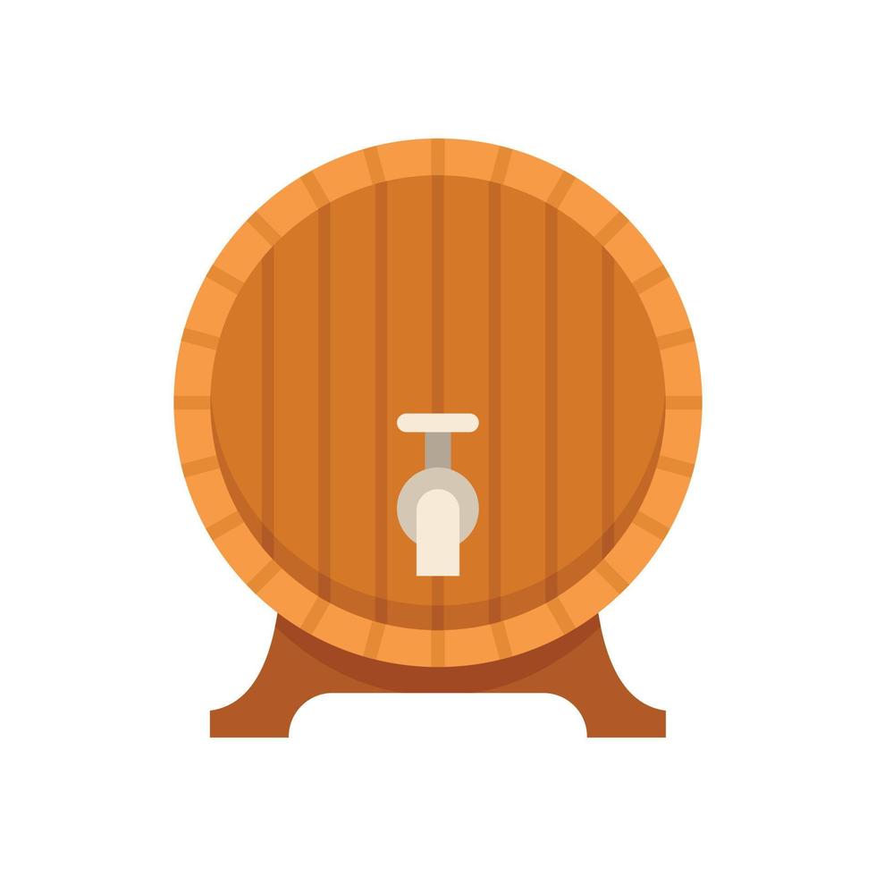 ícone de barril de torneira de vinho de madeira vetor plano isolado