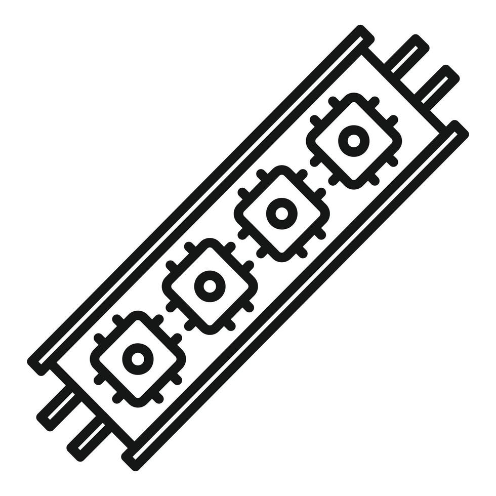 vetor de contorno do ícone do módulo de faixa de led. diodo de luz