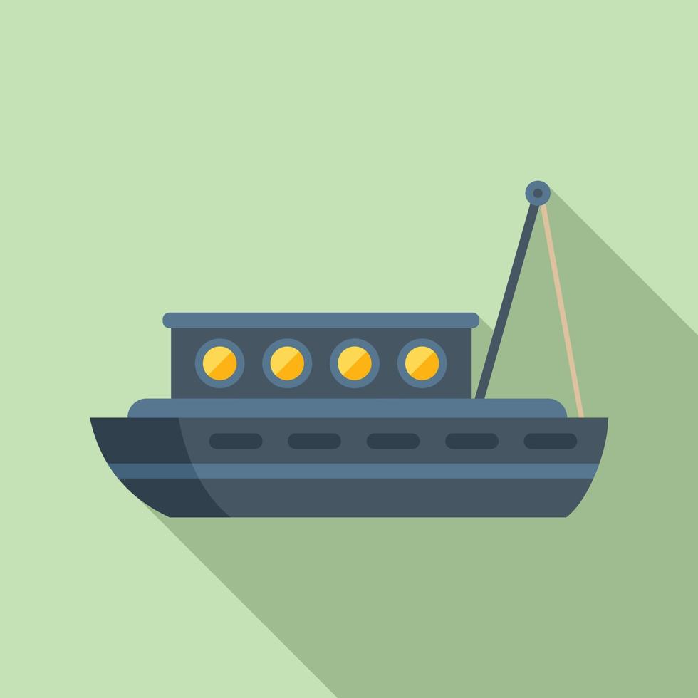 vector plana de ícone de barco de peixe de entrega. mar de pesca