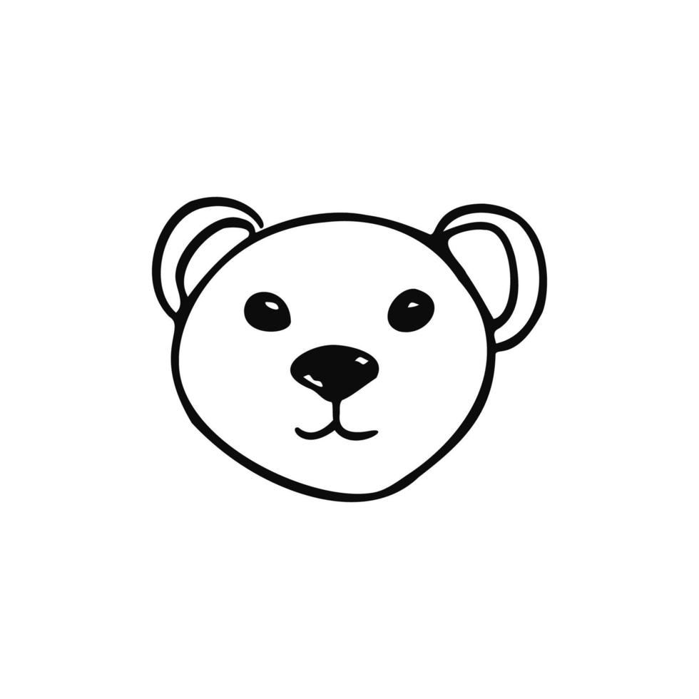 cabeça estilizada de um urso fofo em estilo doodle - desenho vetorial desenhado à mão vetor