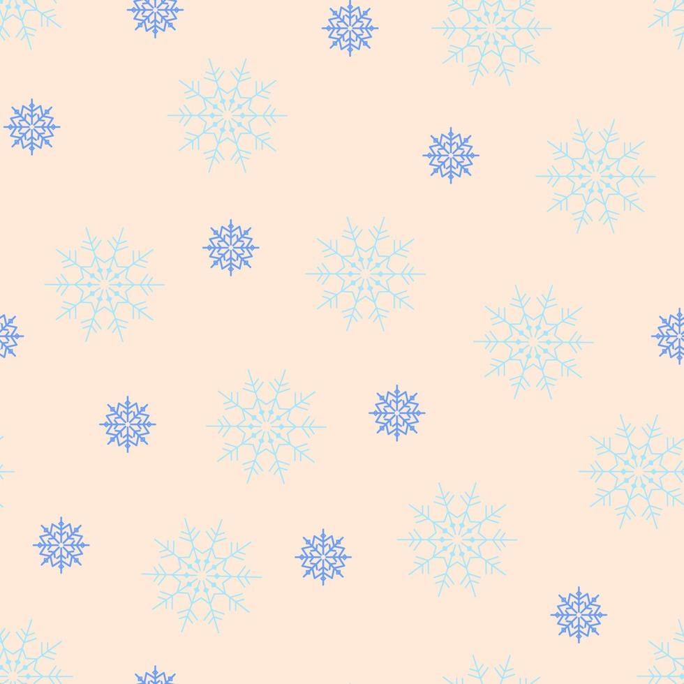 flocos de neve azuis geométricos de padrão sem emenda grandes e pequenos em um fundo rosa. ilustração vetorial para impressão de inverno. pode ser usado como embalagem vetor