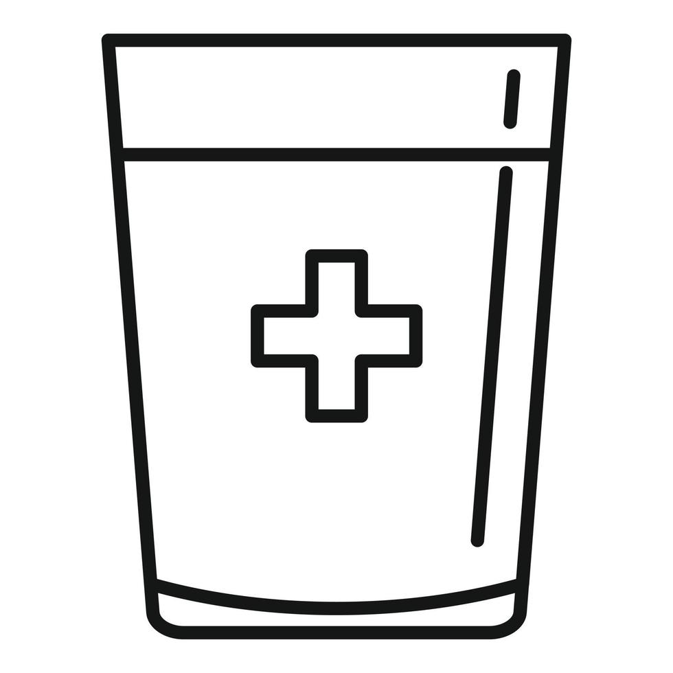 vetor de contorno de ícone de vidro de água médica. garrafa de bebida