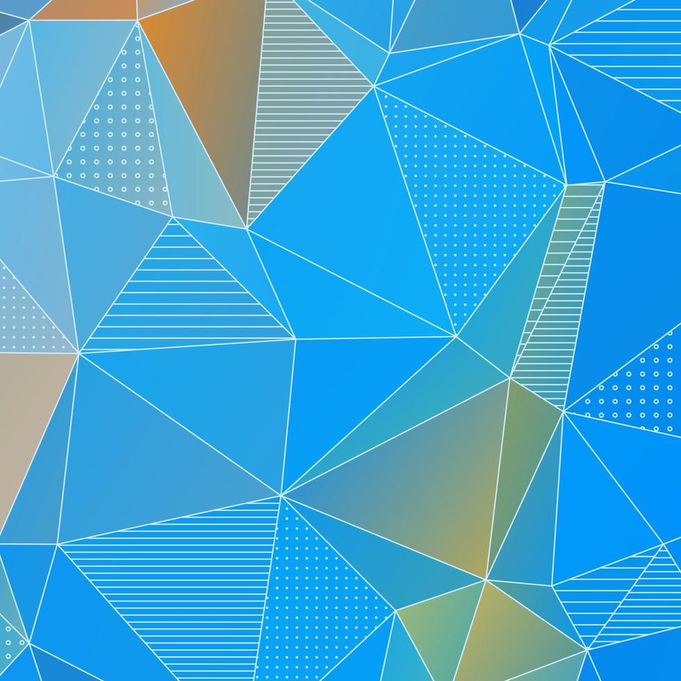fundo geométrico abstrato com triângulos texturizados azuis e laranja vetor