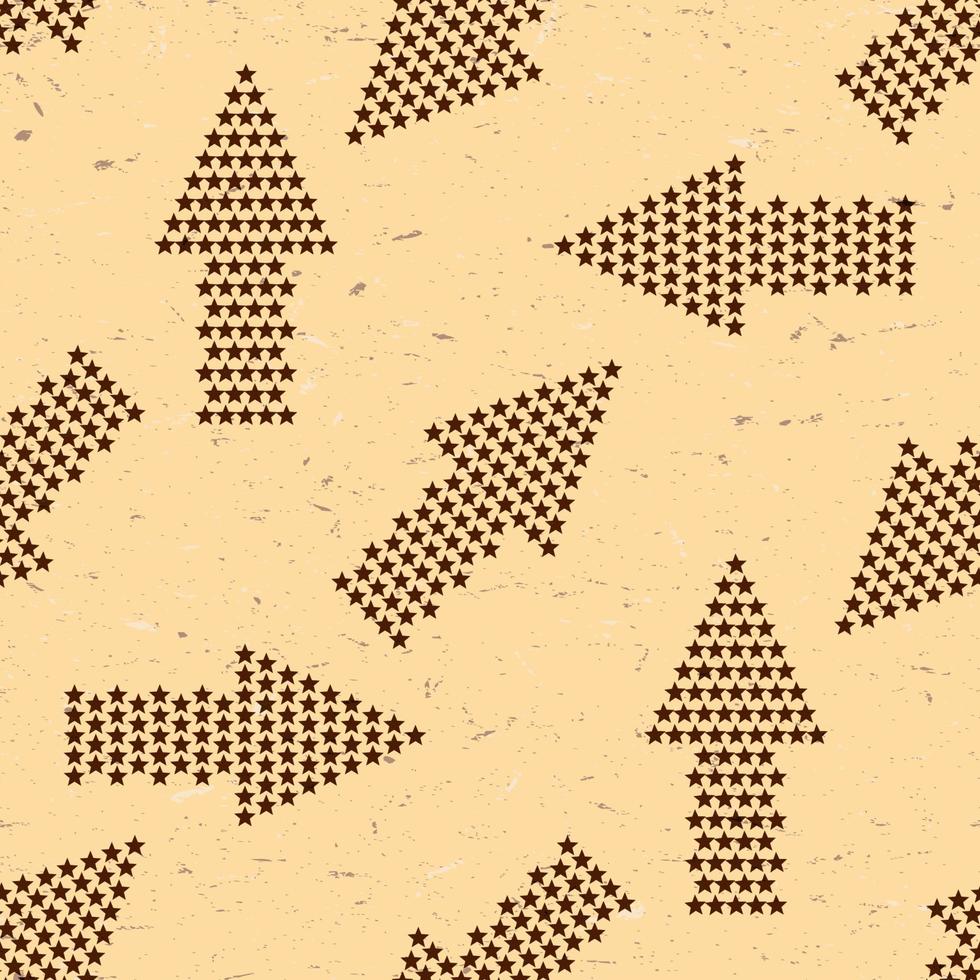 padrão perfeito com setas vintage feitas de estrelas em papel sujo vetor