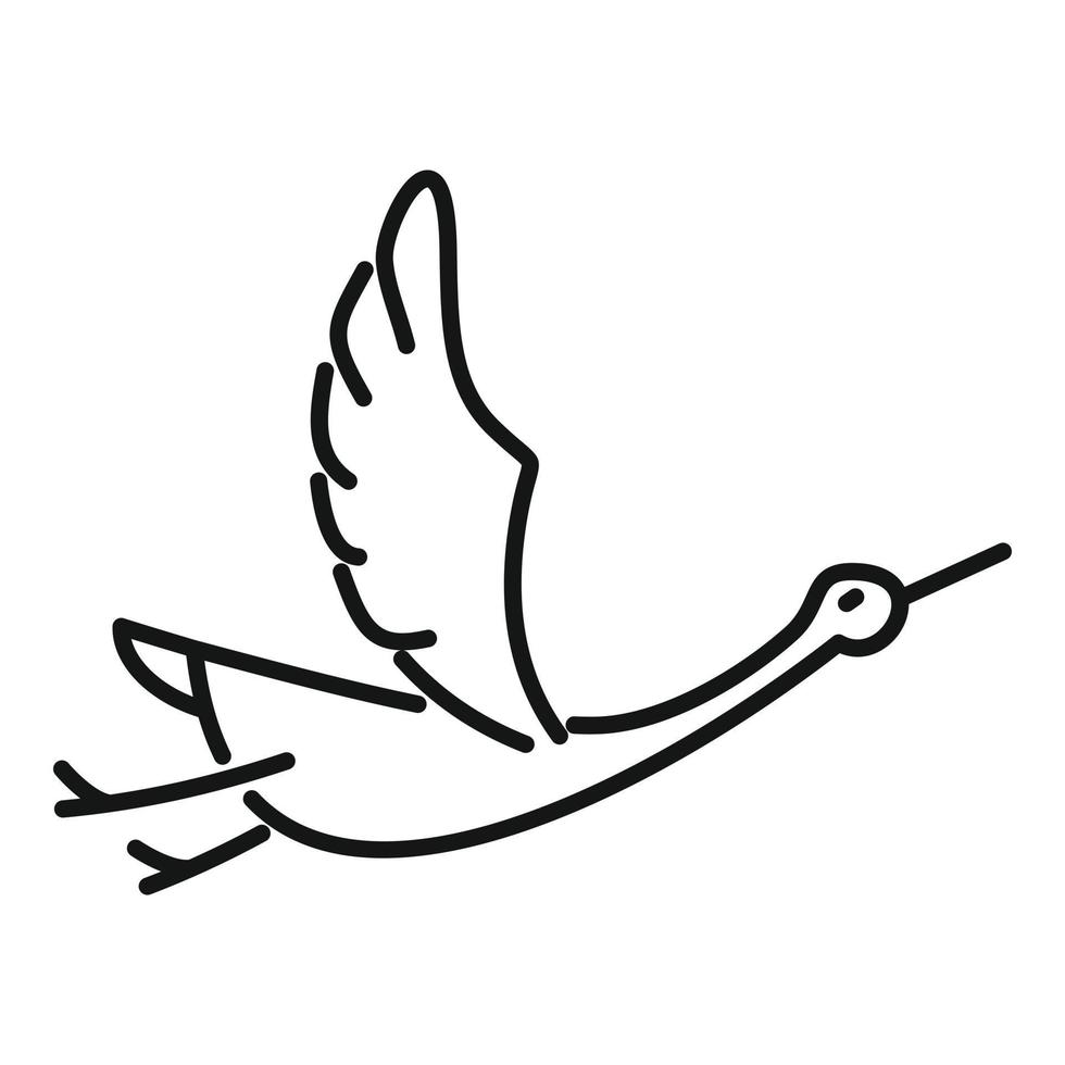 vetor de contorno de ícone de cegonha de bebê. pássaro japonês