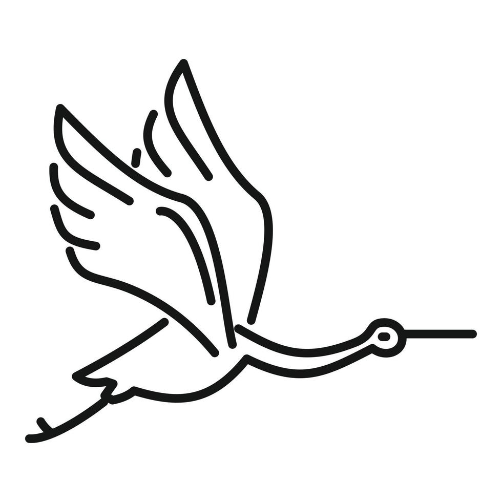 vetor de contorno do ícone de cegonha. pássaro voador