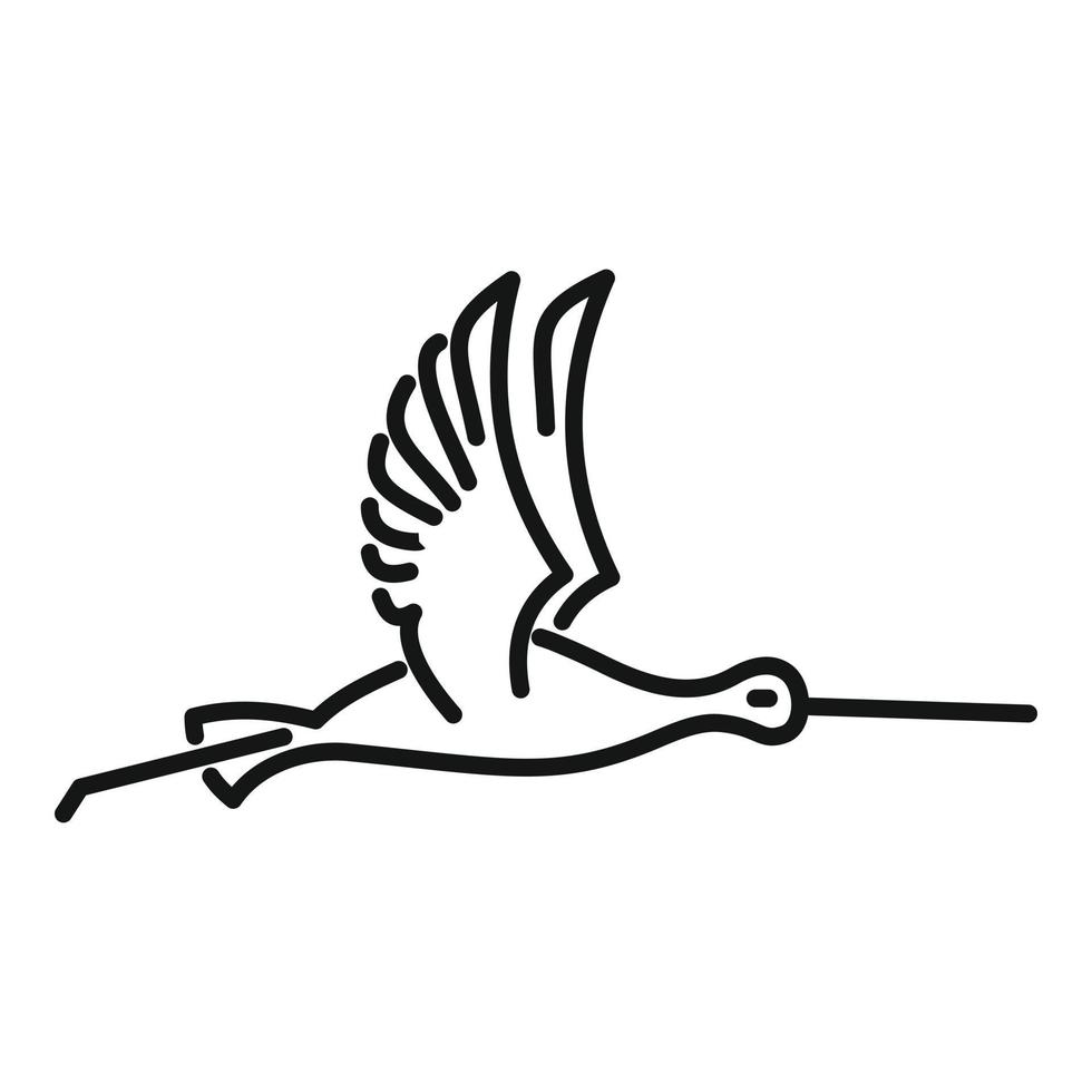 vetor de contorno do ícone cegonha nascido. pássaro voador