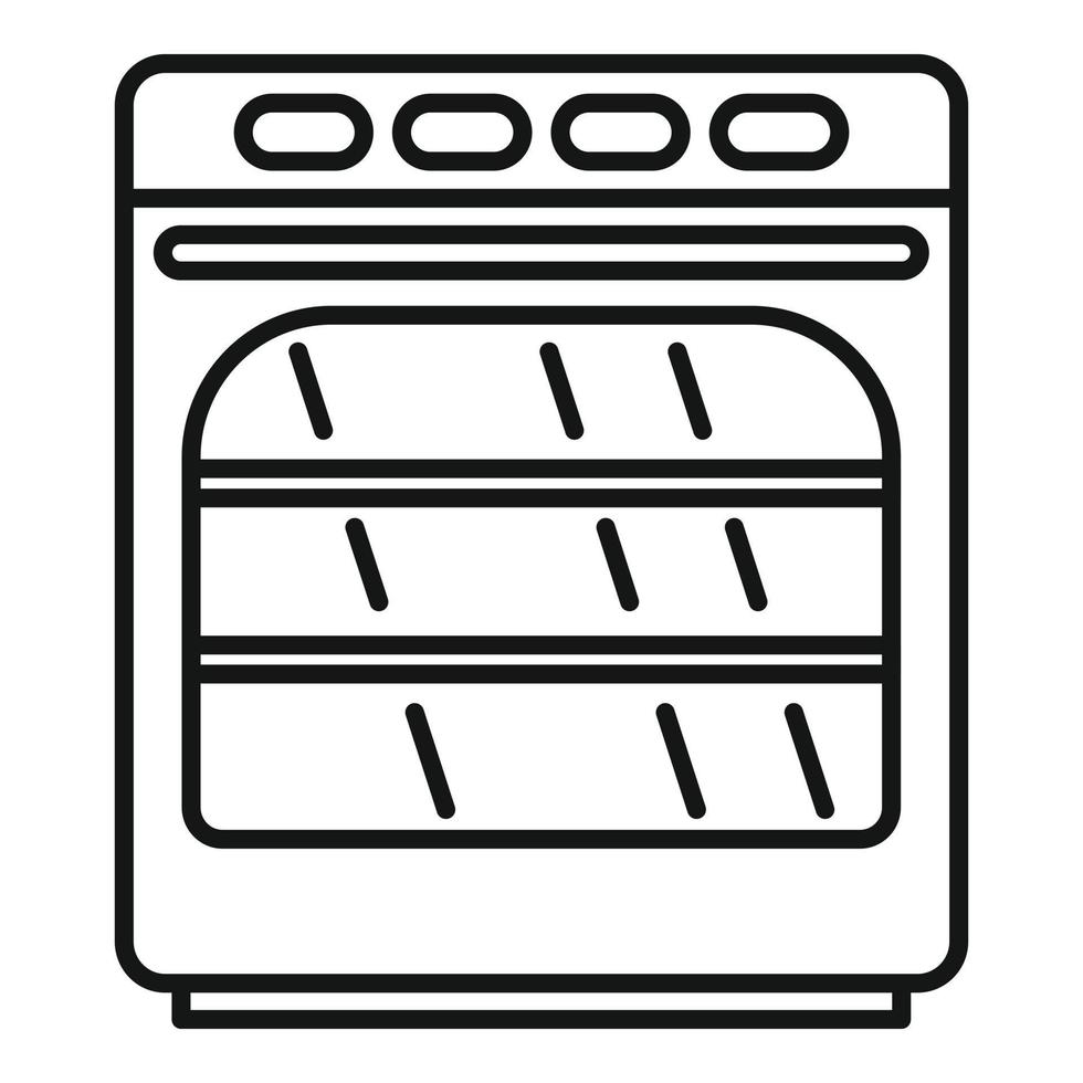 vetor de contorno de ícone de forno de convecção. fogão de cozinha elétrico