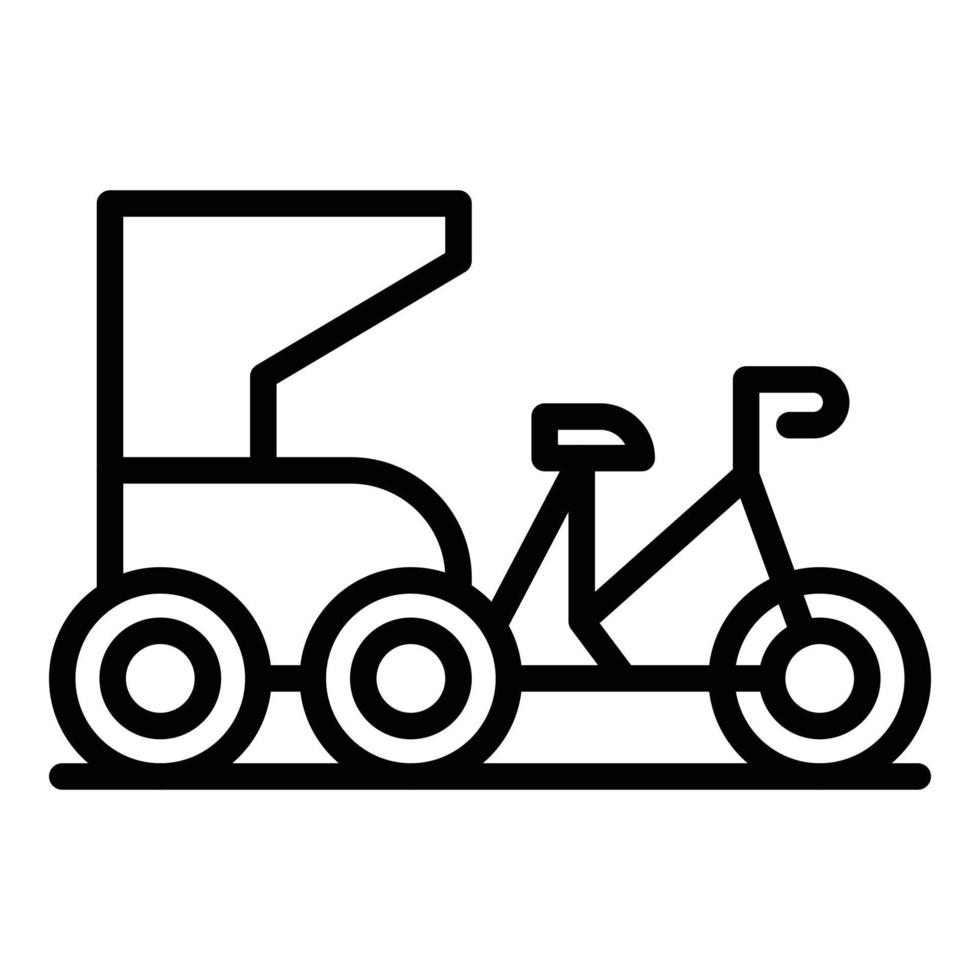 vetor de contorno do ícone trishaw indonésia. bicicleta velha