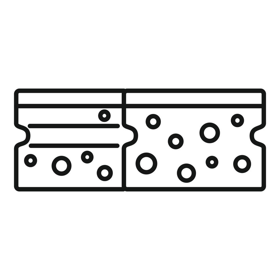 vetor de contorno do ícone de esponja de cozinha. lavagem de louça