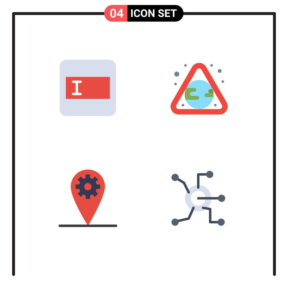 pacote de ícones planos de 4 símbolos universais de elementos de design de vetores editáveis de rede de resíduos de terra de localização de formulário