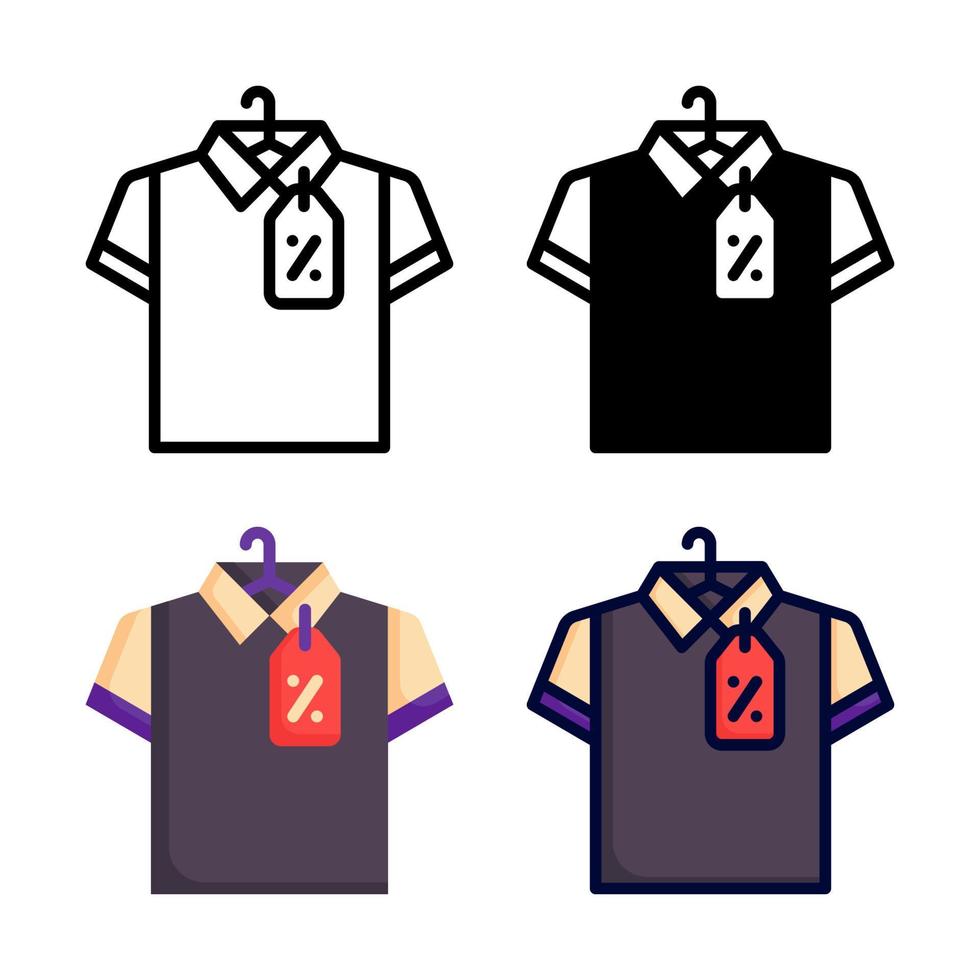coleção de estilo de conjunto de ícones de camisa de venda vetor