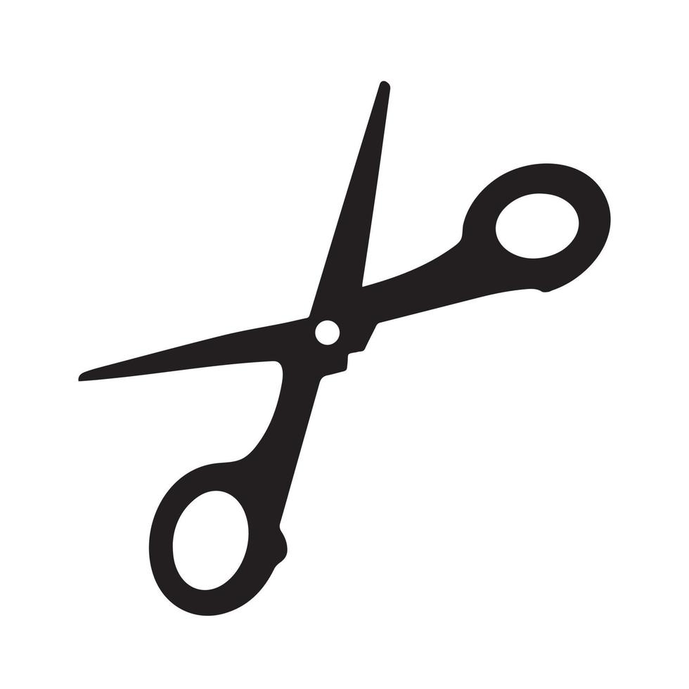 silhueta de ícone de tesoura estendida preta. pictograma de equipamento de ferramenta de corte largo aberto com desenho plano simples isolado no fundo branco. vetor