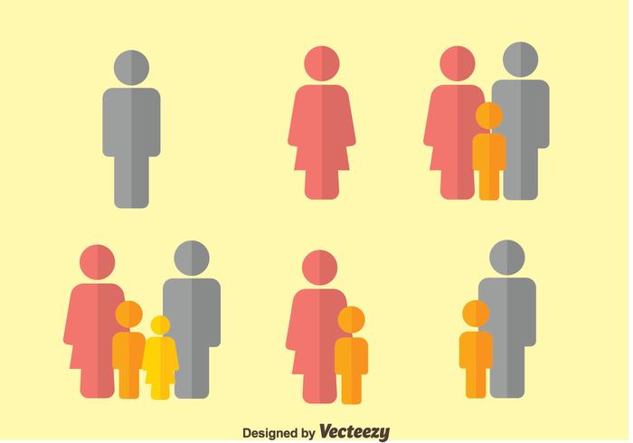 Vector de ícones planos familiares