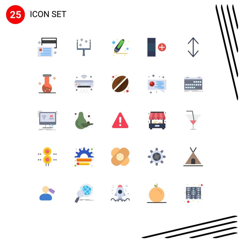 grupo de símbolos de ícones universais de 25 cores planas modernas de análise para baixo, seta de desenho, novos elementos de design de vetores editáveis