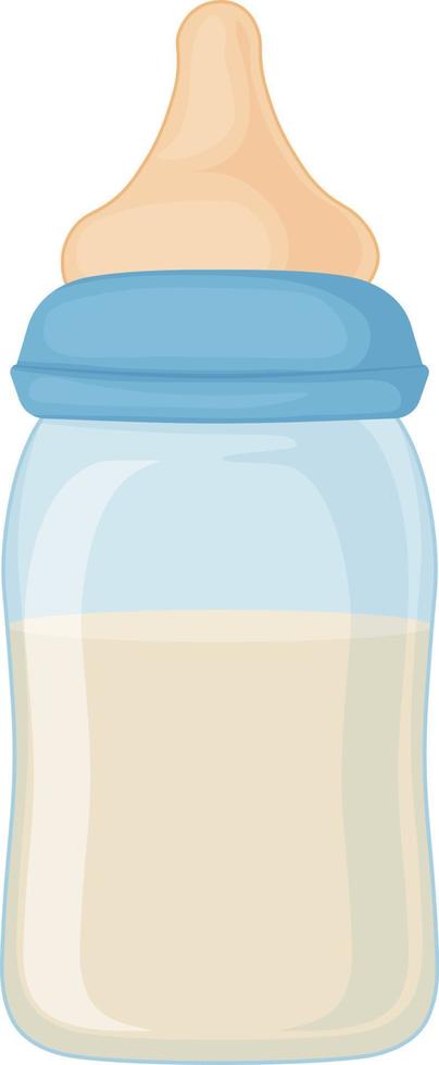 uma mamadeira com chupeta para bebês. uma mamadeira para alimentar recém-nascidos cheia de leite. mamadeira de leite. ilustração vetorial isolada em um fundo branco vetor