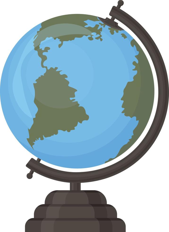 o globo escolar. layout redondo do planeta Terra. um globo escolar para estudar geografia com continentes e oceanos. ilustração vetorial isolada em um fundo branco vetor