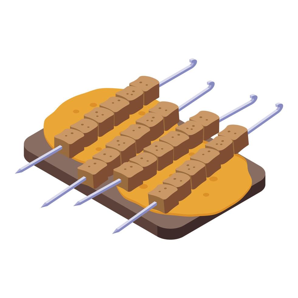 vetor isométrico de ícone de vara de carne. comida do azerbaijão