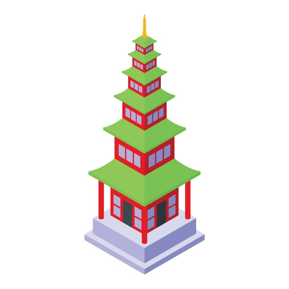 vetor isométrico do ícone do templo do palácio. pagode chinês