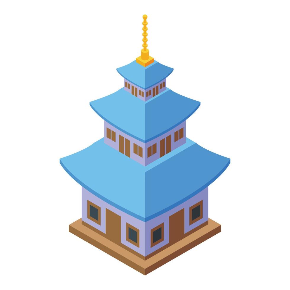 vetor isométrico do ícone da estrutura do pagode. edifício chinês