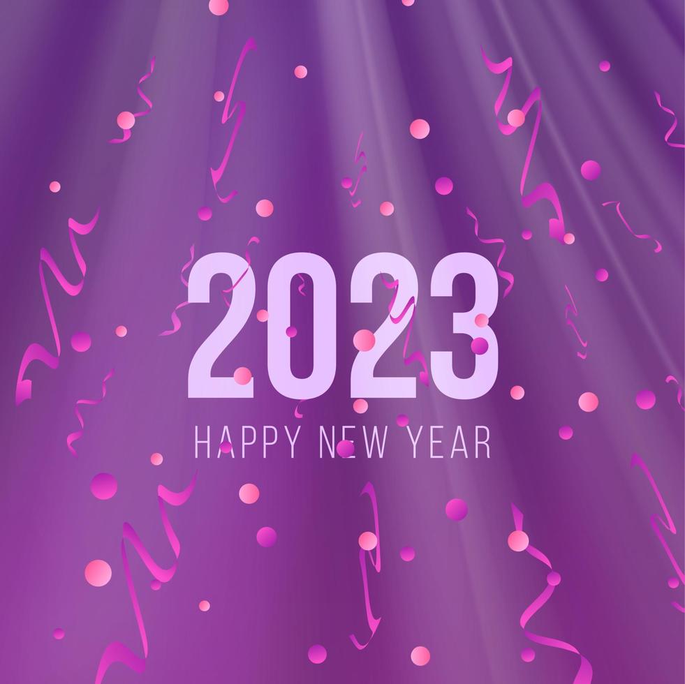 design de modelo de ano novo roxo 2023 para mídia social, banner, cartaz vetor