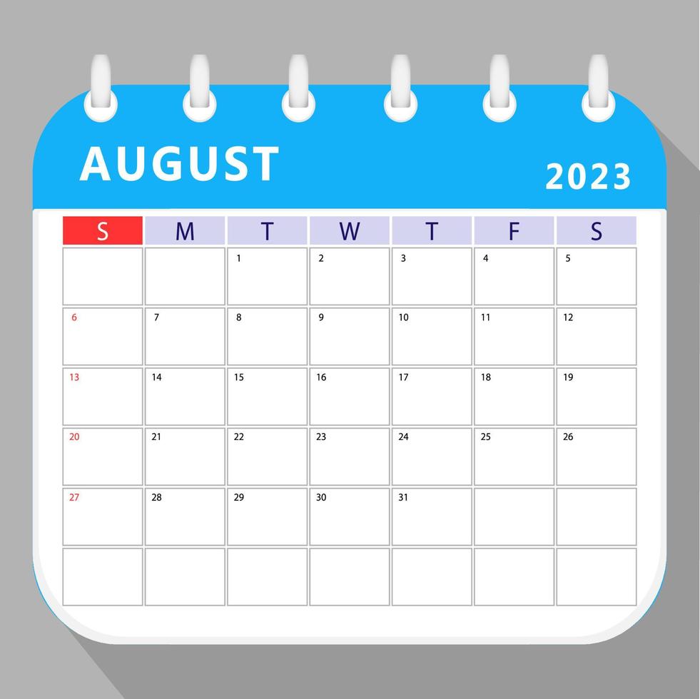 modelo de planejador de calendário de agosto de 2023. projeto do vetor. vetor