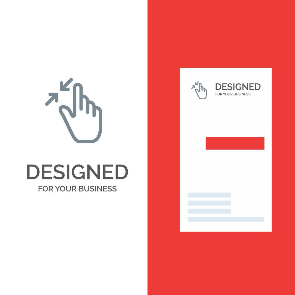 interface de gestos de contrato pitada toque design de logotipo cinza e modelo de cartão de visita vetor