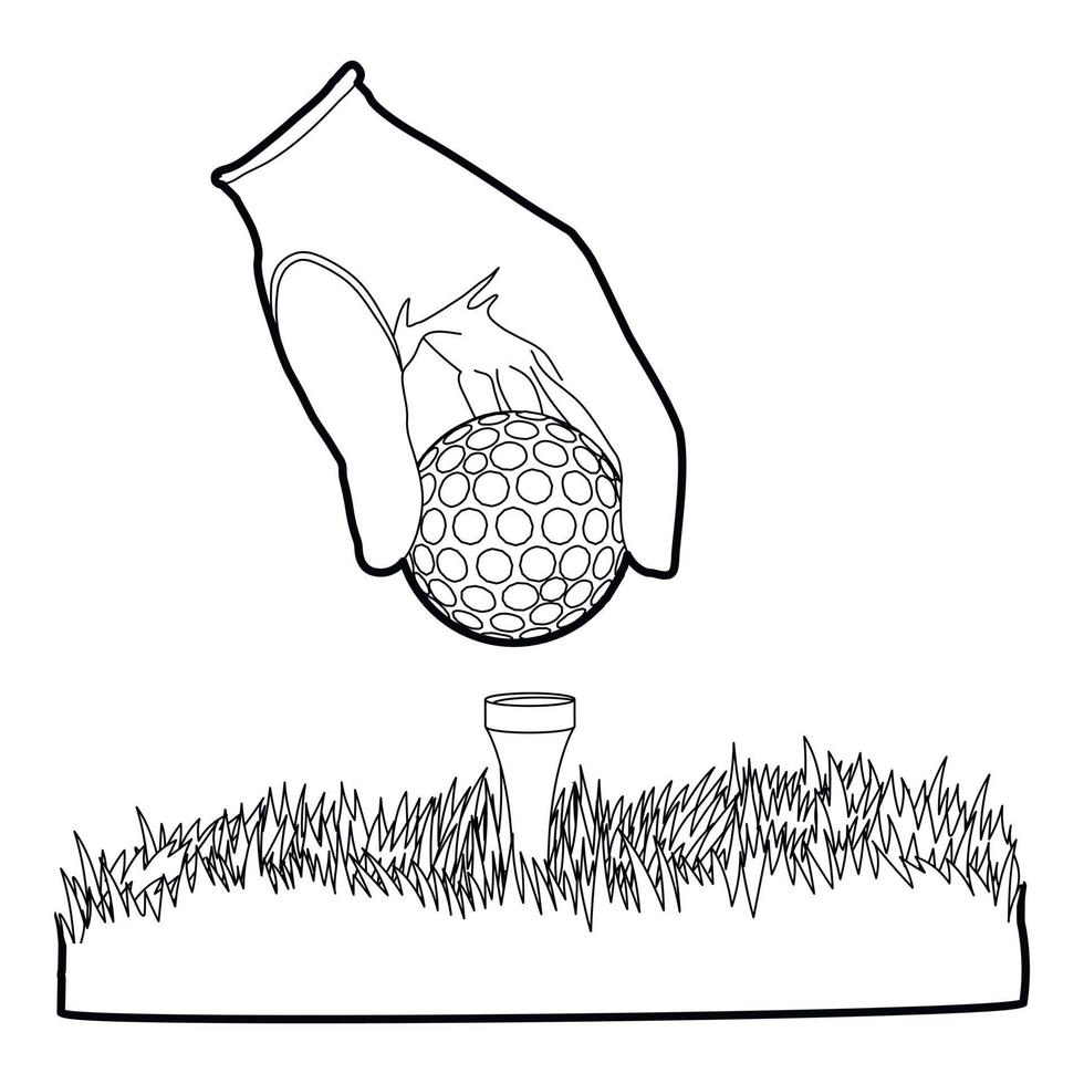 ícone de bola de golfe, estilo de estrutura de tópicos vetor