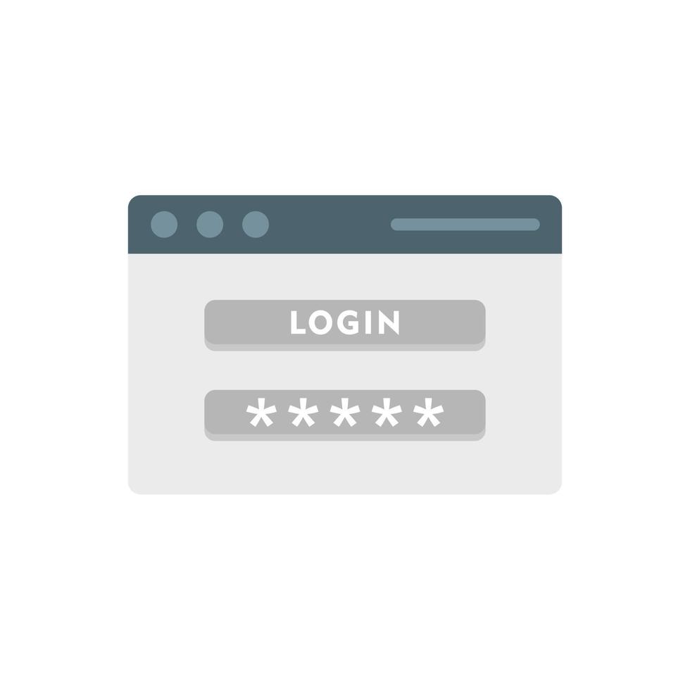 ícone de autenticação de página de login vetor plano isolado