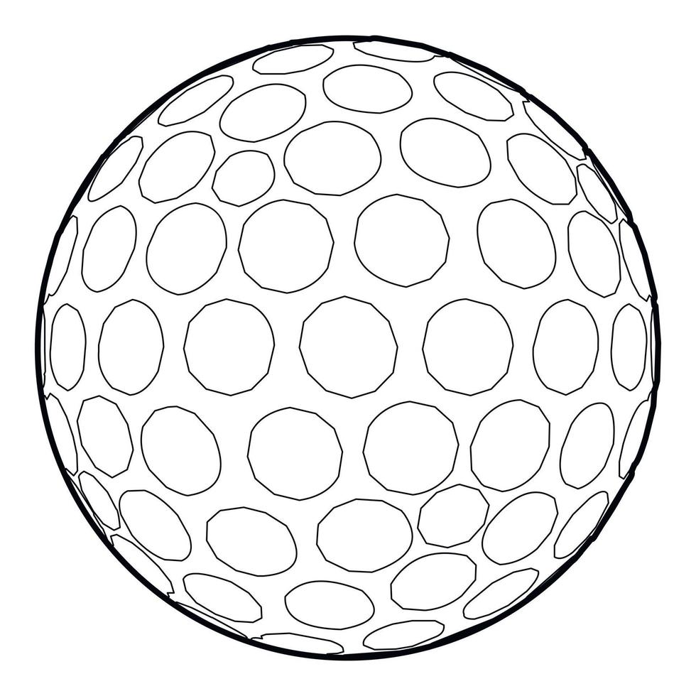 ícone de bola de golfe, estilo de estrutura de tópicos vetor