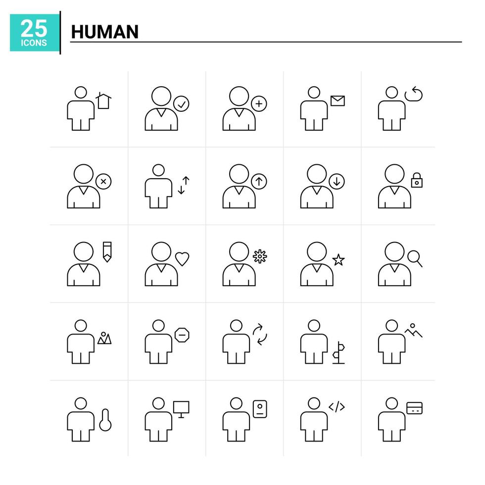 25 conjunto de ícones humanos de fundo vetorial vetor