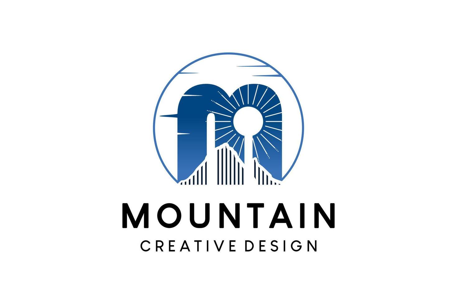 design de logotipo de montanha com conceito simples de letra plana m vetor