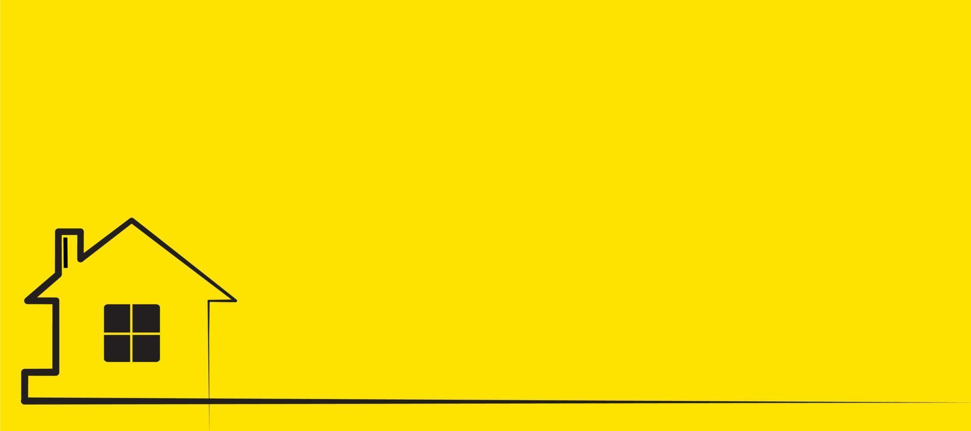 design vetorial de fundo amarelo com imagem de casa vetor