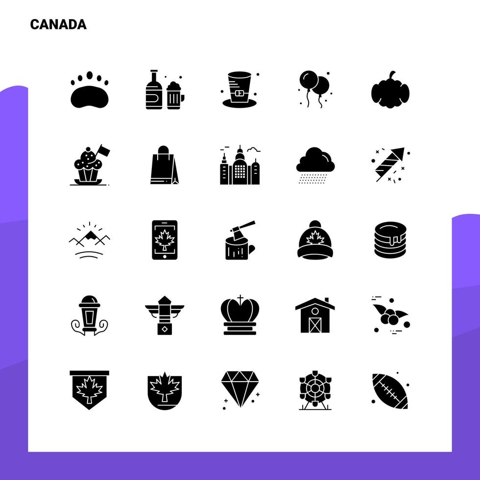 25 conjunto de ícones do Canadá modelo de ilustração vetorial de ícone de glifo sólido para web e ideias móveis para empresa de negócios vetor